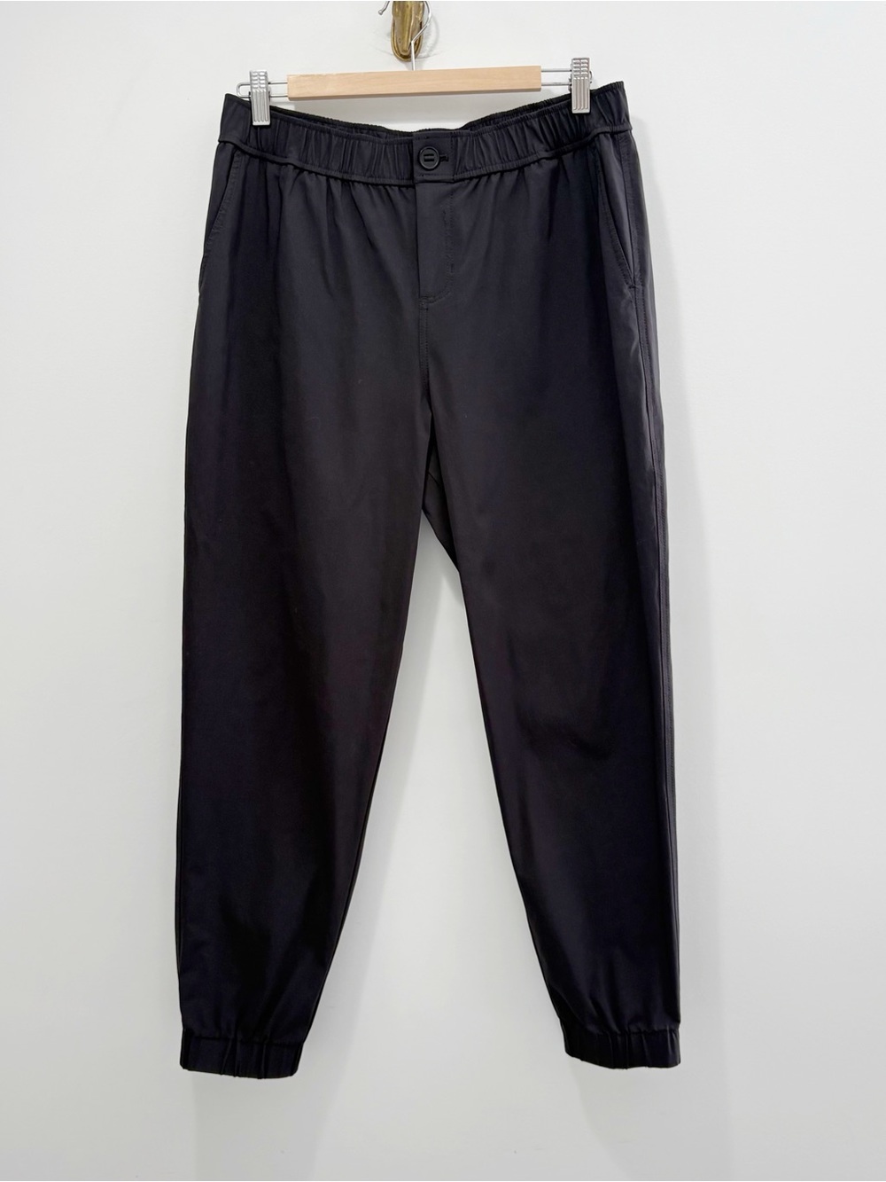 Wool& Wooland Hoyt Jogger Pants Size Large Black Travel Elastic Waistband Wool
